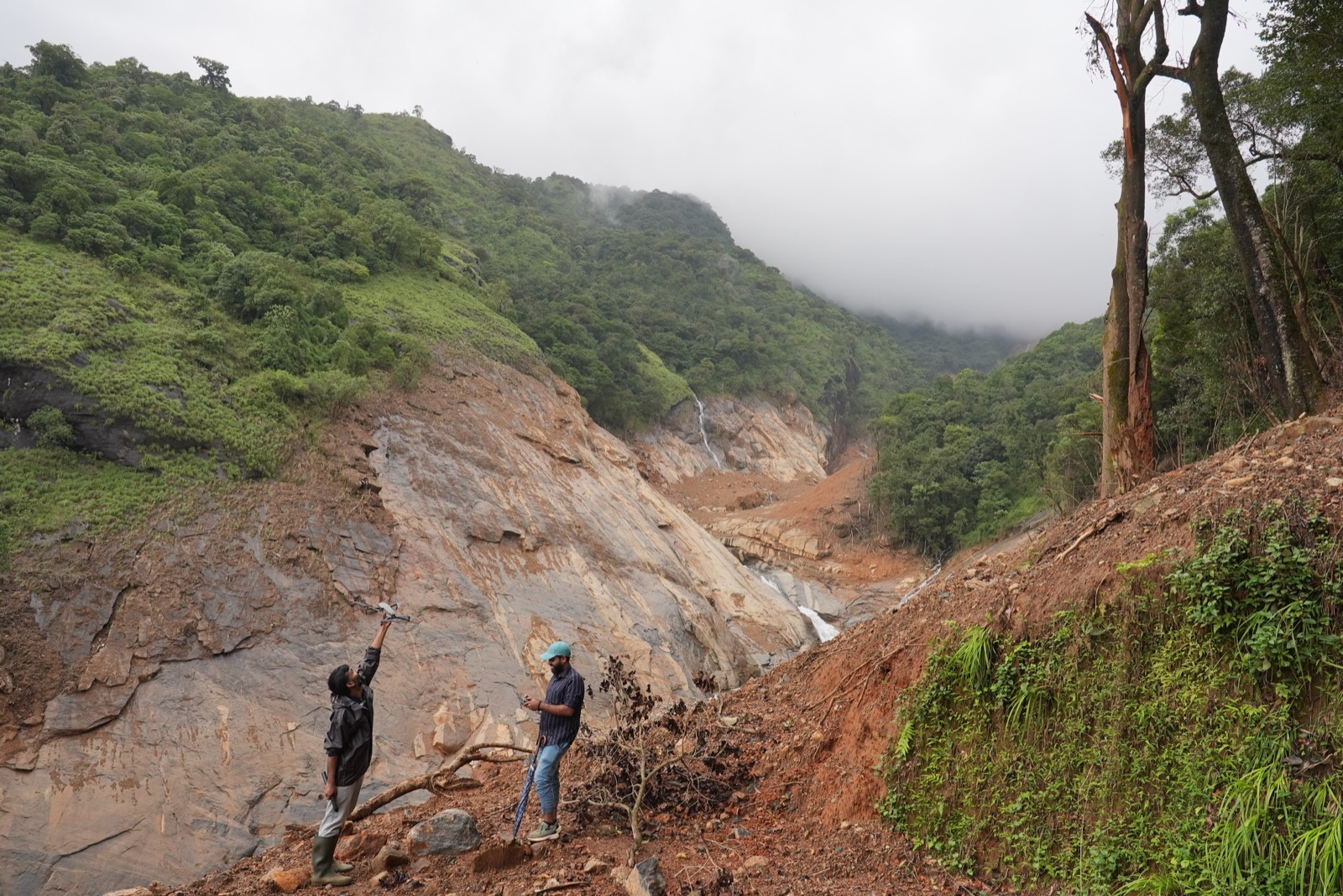 Field drone survey at the Chooralmala landslide site, Wayanad